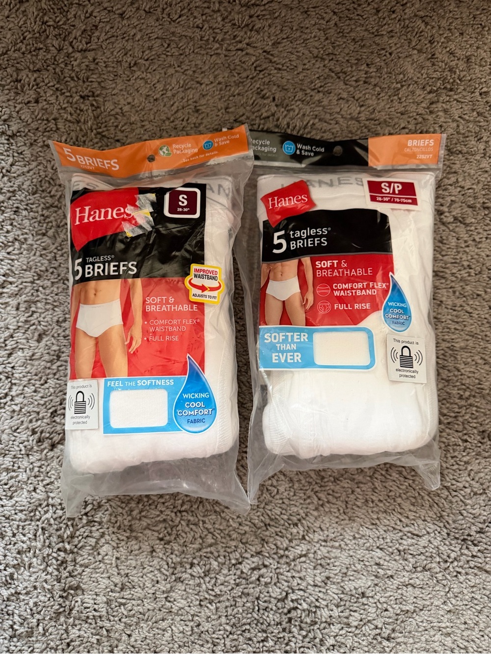 TWO PACK - Hanes White Men’s 5-Pack Tagless Briefs - Soft & Breathable